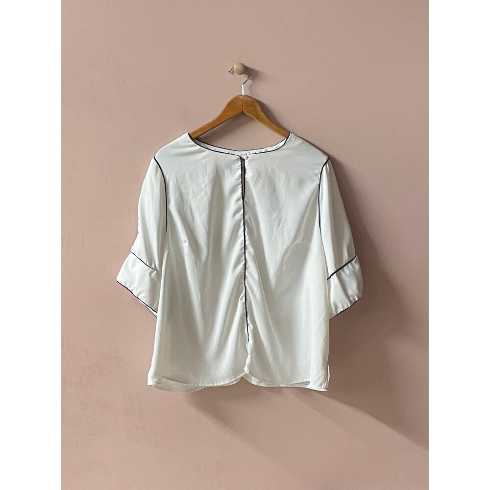 SHEIN Curve White & Black Trim Blouse Size 3XL